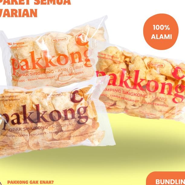 

(Bundling Isi 3) Pakkong Sna Paket Semua Varian - Isi Opak Singkong , Emping Manis Singkong, Dan Opak Singkong Asin Gurih