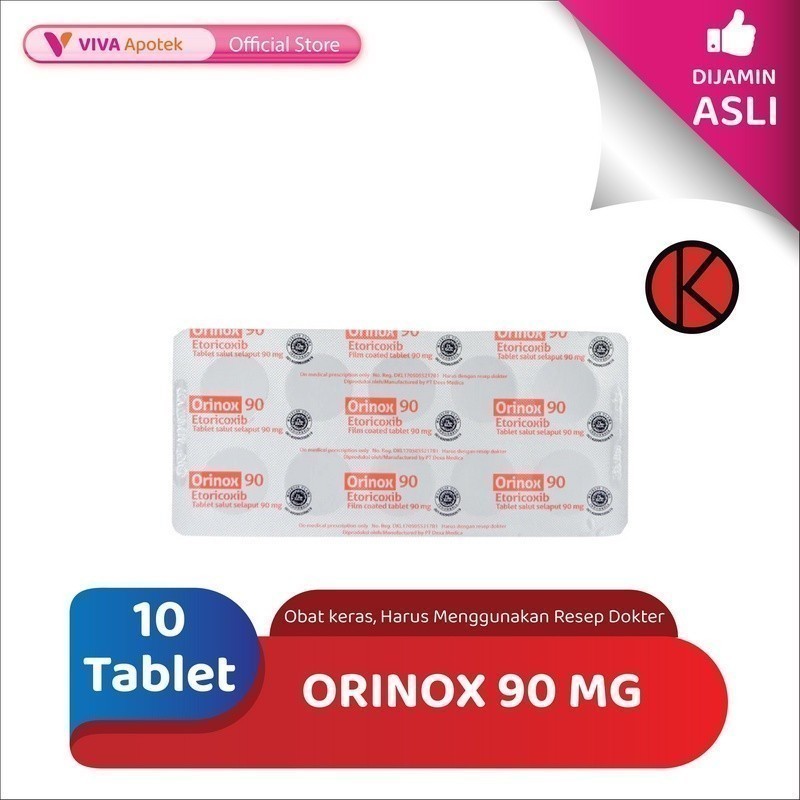 Orinox 90 mg / Etoricoxib / Pereda Nyeri / Nyeri Otot (10 Tablet)