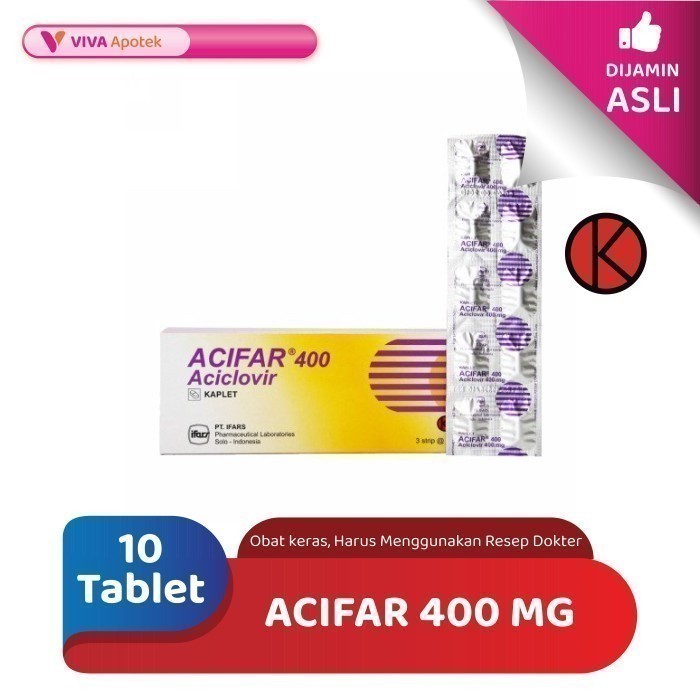 Acifar 400 mg / Acyclovir / Infeksi Virus / Herpes (10 Tablet)