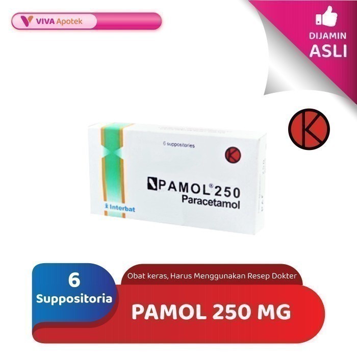 Pamol 250 mg / Paracetamol / Demam / Nyeri (6 Suppositoria)