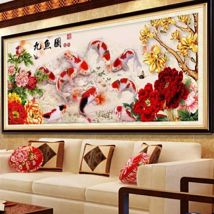 Jual Diy 5D Diamond Painting Koi/ Hiasan Dinding Ikan Koi 9