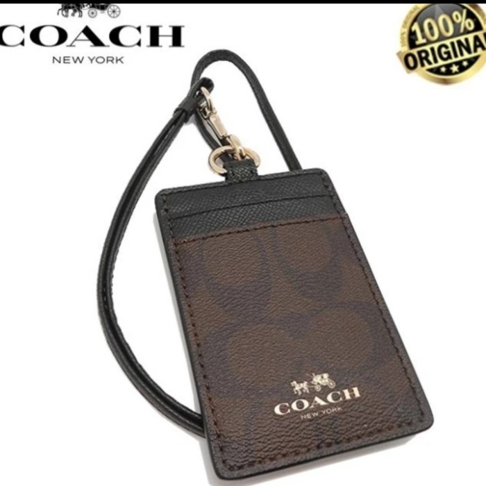 

Produk Baruu! COACH Lanyard In Colorblock Signature Canvas ID Mahogany Original