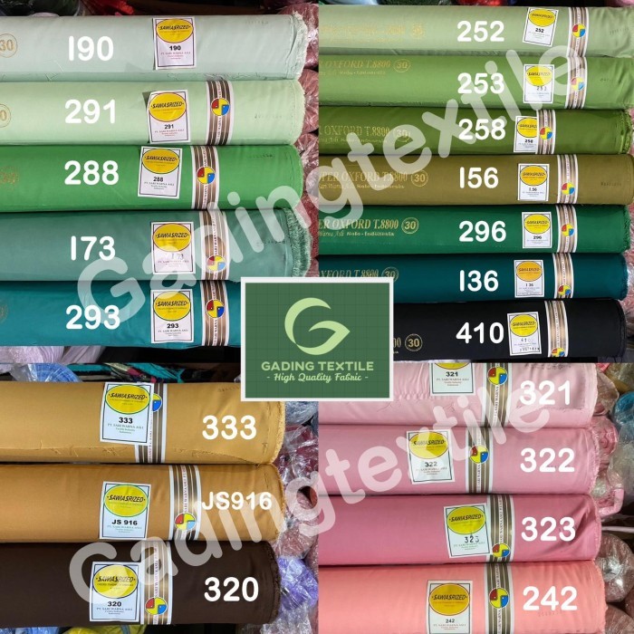 Kain oxford sari warna lebar 115 cm, 1 roll isi 27 meter