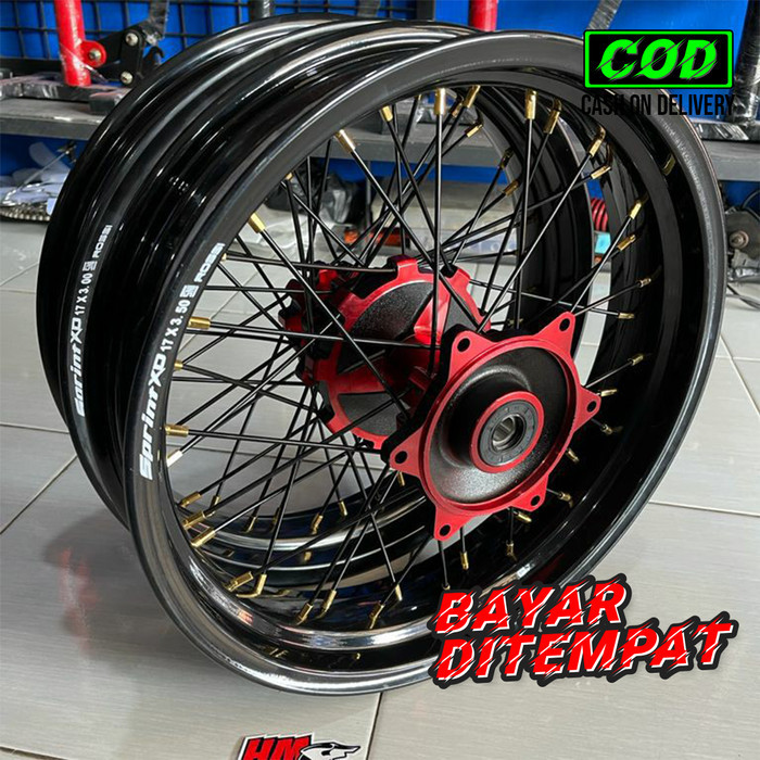 Paket Velg CRF 150 L Supermoto 300 350 17 Sprint XD Hitam glosy