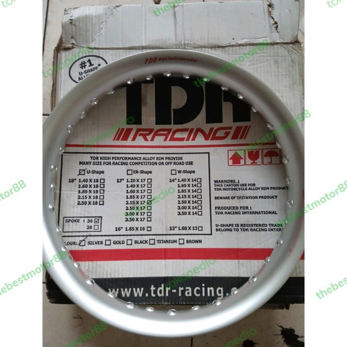 VELG ALUMINIUM TDR 215-17/185-17/140-17 SILVER U SHAPE