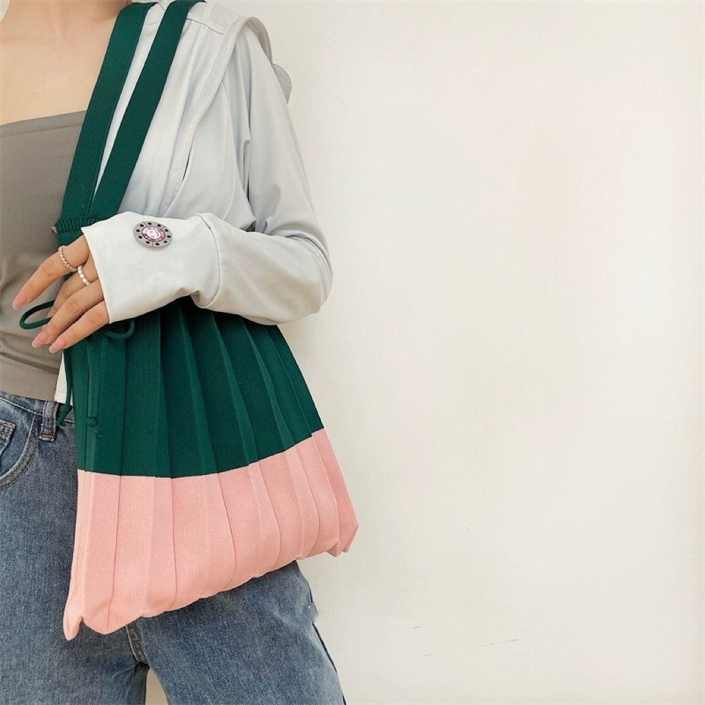 Tas Lipat Rajut, Perca Kelas Atas Aneka Warna, Tas Lipat Rajut Organ Berlipat Serbaguna