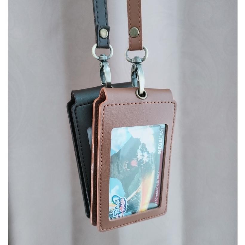 

TERLARIS!! Id Card name tag kulit Holder Double Flip Magnet Terbaru kekinian Terlaris
