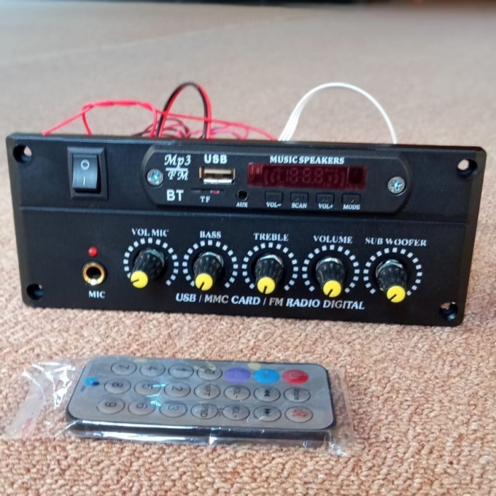 Kit Power Amplifier Speaker Aktif mono + USB mp3 bluetooth FM radio