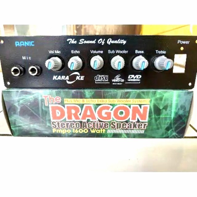 KIT AMPLIFIER SPEAKER AKTIF KARAOKE PLUS ECHO THE DRAGON