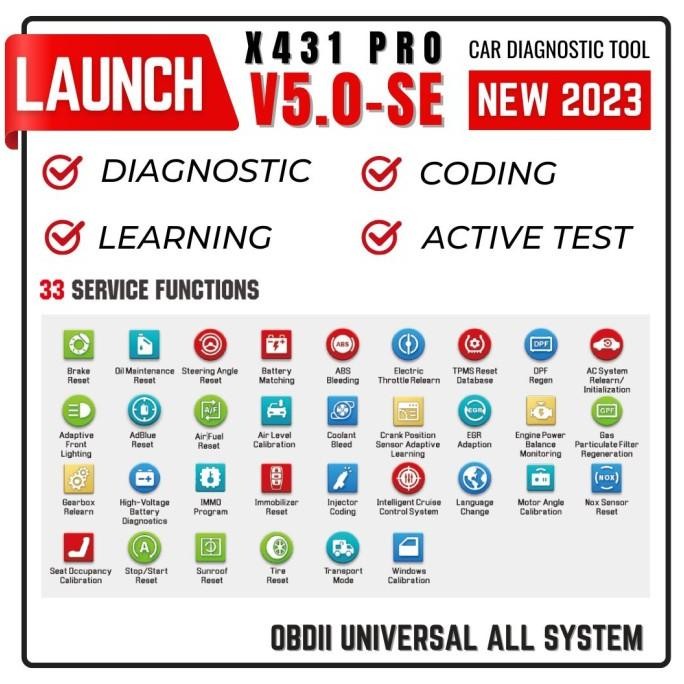 Scanner Mobil Universal Launch X431 Pro V5, Koneksi Bluetooth/Wifi