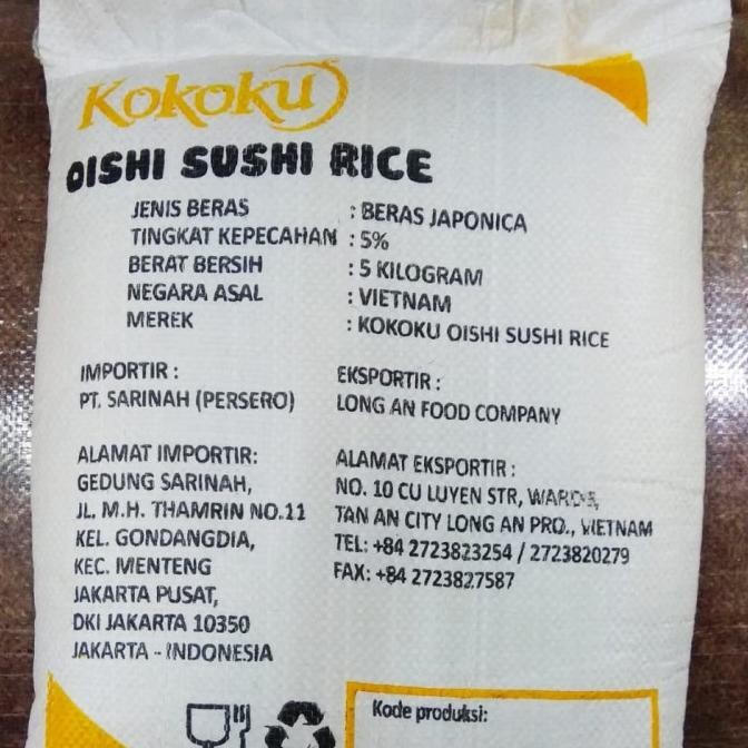

Beras Jepang Japonica Kokoku 5 Kg GS1