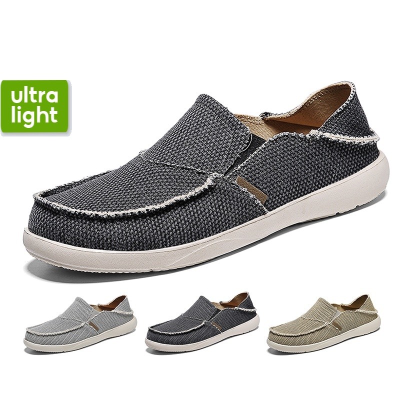 Sepatu Loafers Kanvas Linen Pria Hey Dude Sepatu Slip-on super ringan dan nyaman ukuran 39-47 |J4hJA