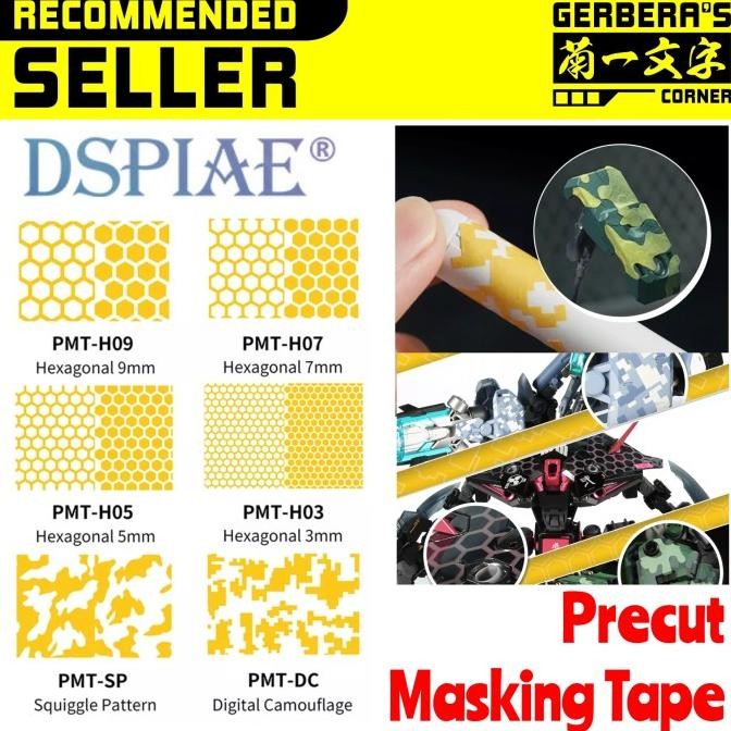 

READY STOCK DSPIAE PRECUT MASKING TAPE PMT HEXAGON CAMUFLAGE SQUIGGLE PATTERN !!!!!