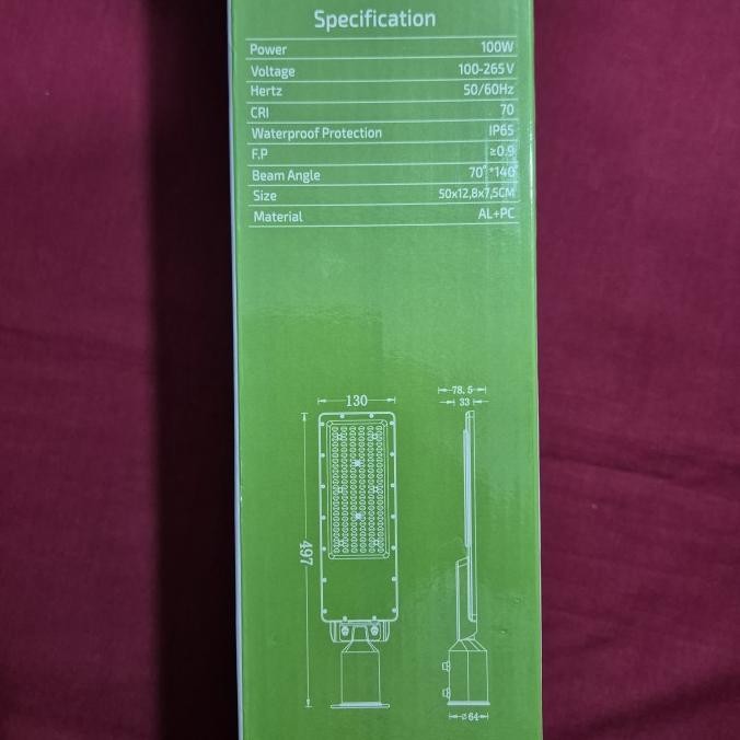 Lampu Tembak Jalan Pju Led + Photocell Sensor Cahaya 50W Ip65 Outdoor Led Street Light  Ready