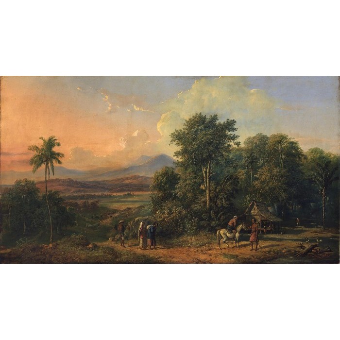 Lukisan Raden Saleh Forest and Native House Painting