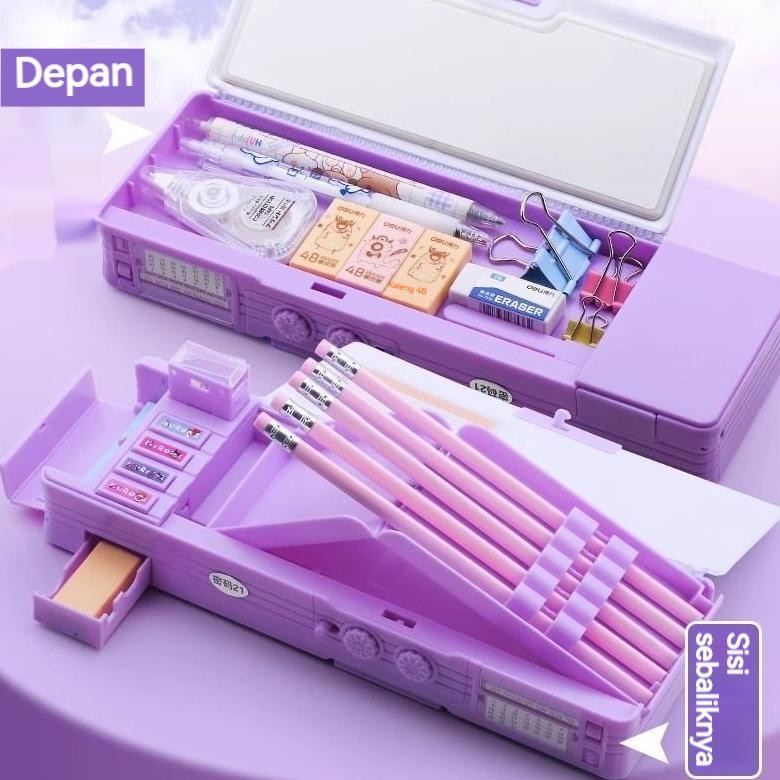 

TT60 Penjual LokalTempat Pensil Kata Sandi Multifungsi KUROMI Kotak Pensil Kedua Sisi Pola Kartun SANRIO Murah