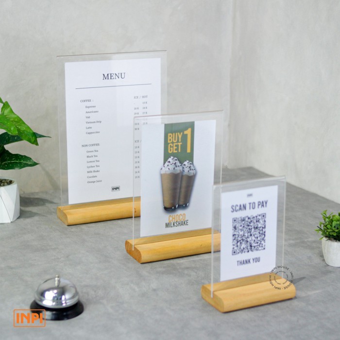 

Sale Stand Display Menu Kayu Akrilik - Inpi House