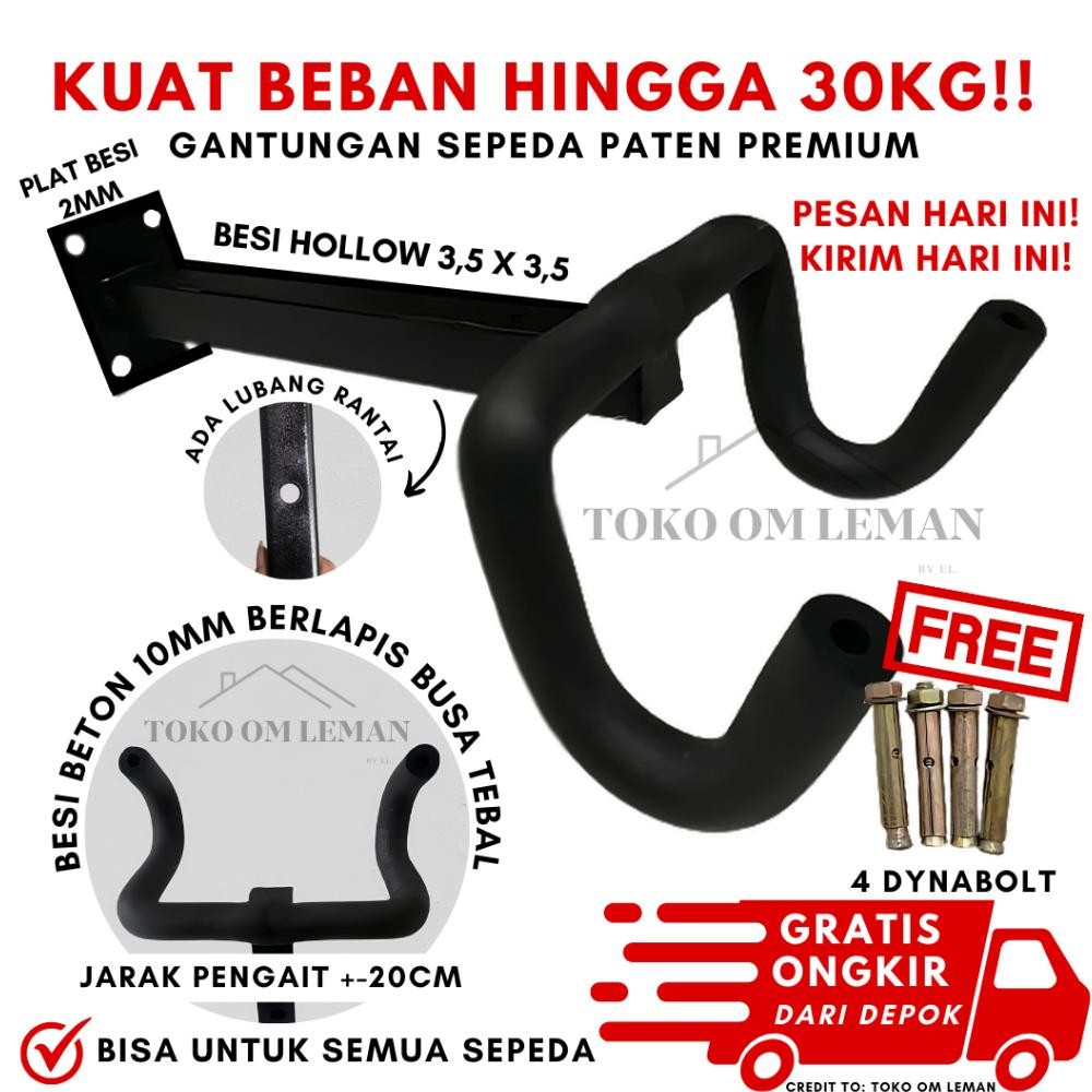 Murah Gantungan Sepeda Dinding Tembok Braket Besi Kuat Hingga 30Kg Velg Polygon Lipat Original