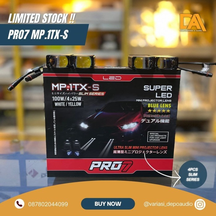 Cuci Gudang Mini Projie Pro7 - Mp1Tx-S / Mp.1Tx Slim Blue Lens (4Pcs X 25W)