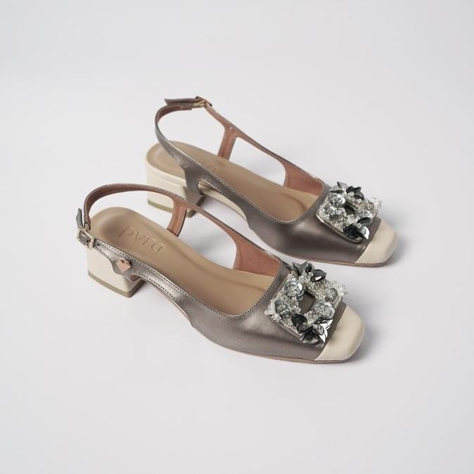 PVRA SANDAL WANITA KANIA HEELS BRONZE IVORY SANDAL SLIPERS SLIP ON WANITA PEREMPUAN CEWEK LUCU UNIK 