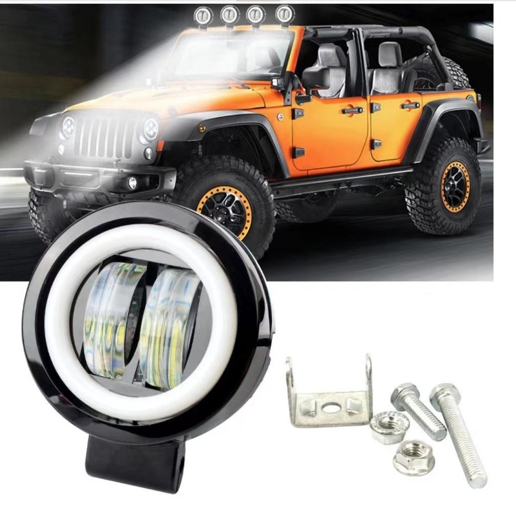 Lampu Led Tembak Sorot Bulat 20 Watt 4D Mobil Motor Daymaker Lampu Tembak Daymaker Plus Angel Eye La