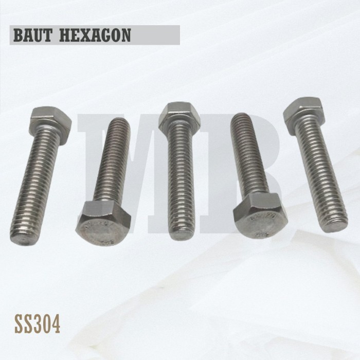 Baut Hex Stainless M10X120 - Baut Hexagon 10X120 / M10 X 120 / 10 X 120  SS304 / SUS304 / A2-70 Full