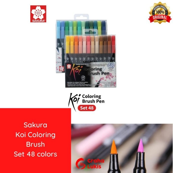 

T E R B A R U Sakura Koi Coloring Brush Pen - 48 Color Set