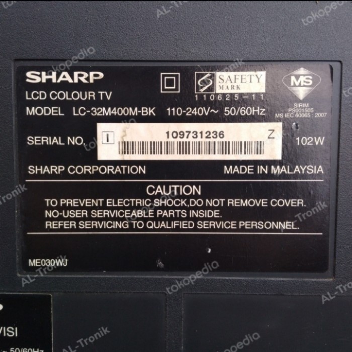 MAINBOARD TV LCD SHARP AQUOS 32 INCH LC 32M400M MB 32M400 LC32M400M