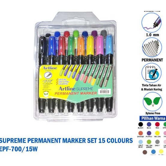 

Artline Supreme Permanent Marker Set Epf-700/15W Original Dan Terpercaya