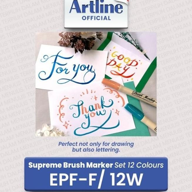 

Terbaru Artline Spidol Supreme Brush Marker Set 12 Colours Epf-F/12W Best Quality Original Dan Terpercaya