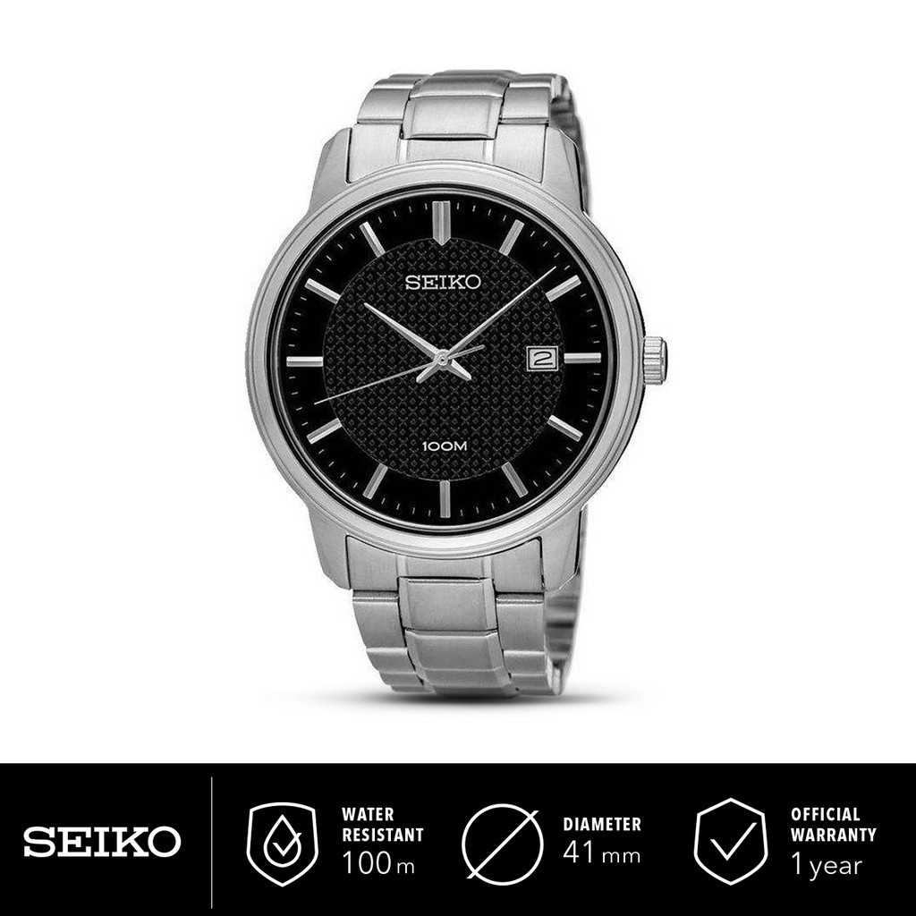 Jam Tangan Pria Seiko Classic SUR195P1 Black Dial Date Display Bracelet SUR195 Original