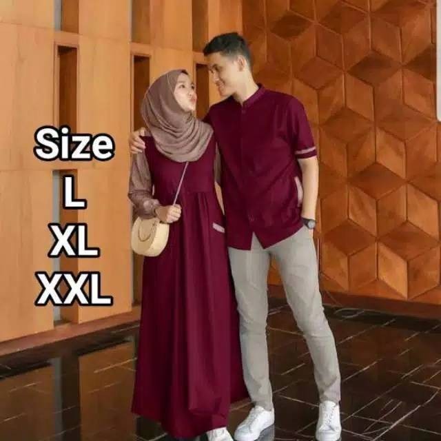 Baju Muslim Gamis couple asdf coupel muslim jumbo LD 120 L XL XXL dress couple gamis LD 100 110 120