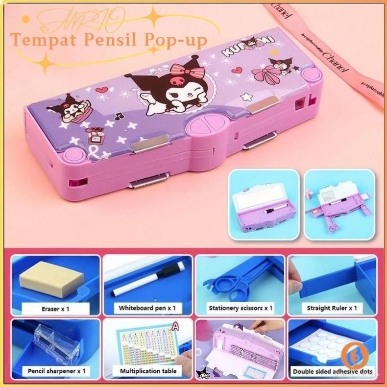 

Ready Penjual LokalKotak Pensil Pola Kartun Multifungsi Pensil Weterproof Lapisan Ganda Pop-Up Mechanical Pencil Case Murah