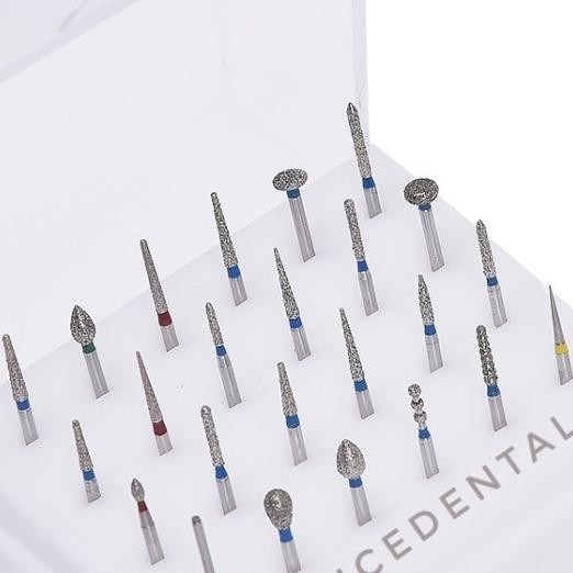 Dental Diamond Bur Preparasi Veneer Set + Kotak Tempat Bur Holder Gigi