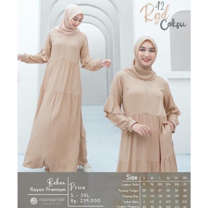 baju gamis wanita muslim putih hitam polos rayon premium rgd 42 rauna H32S