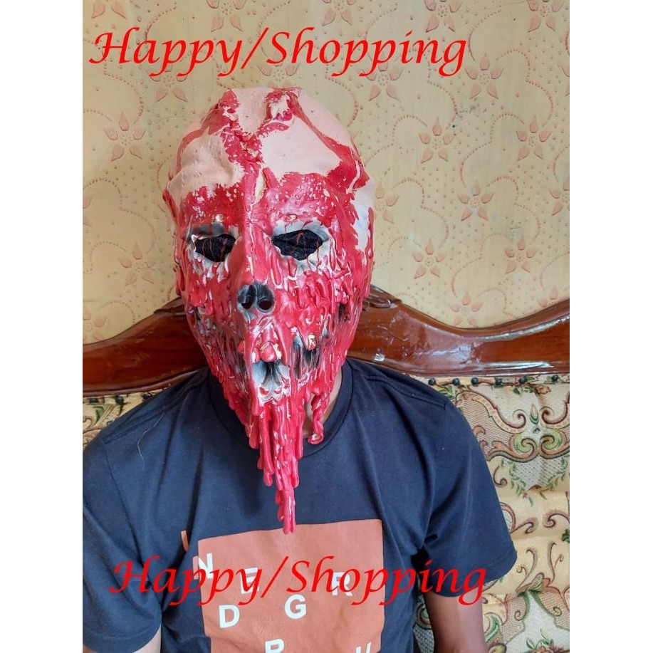Topeng seram hantu zombie tengkorak daging meleleh latex halloween GS