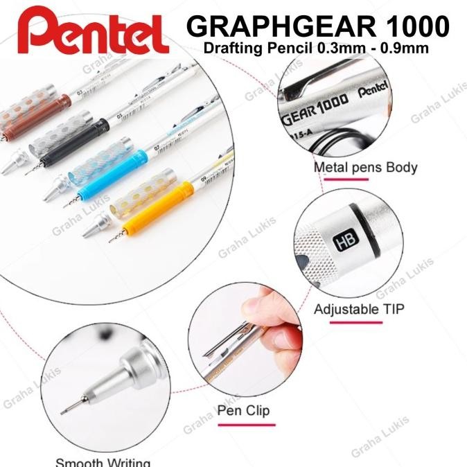 

Pentel Graph Gear 1000 Drafting Pencil - 0.5 Mm Original Dan Terpercaya