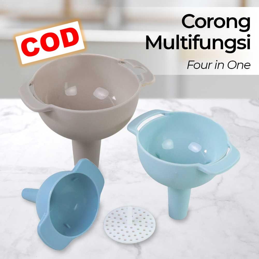 Corong Minyak Multifungsi dengan Saringan Filter Set 4 Plastik