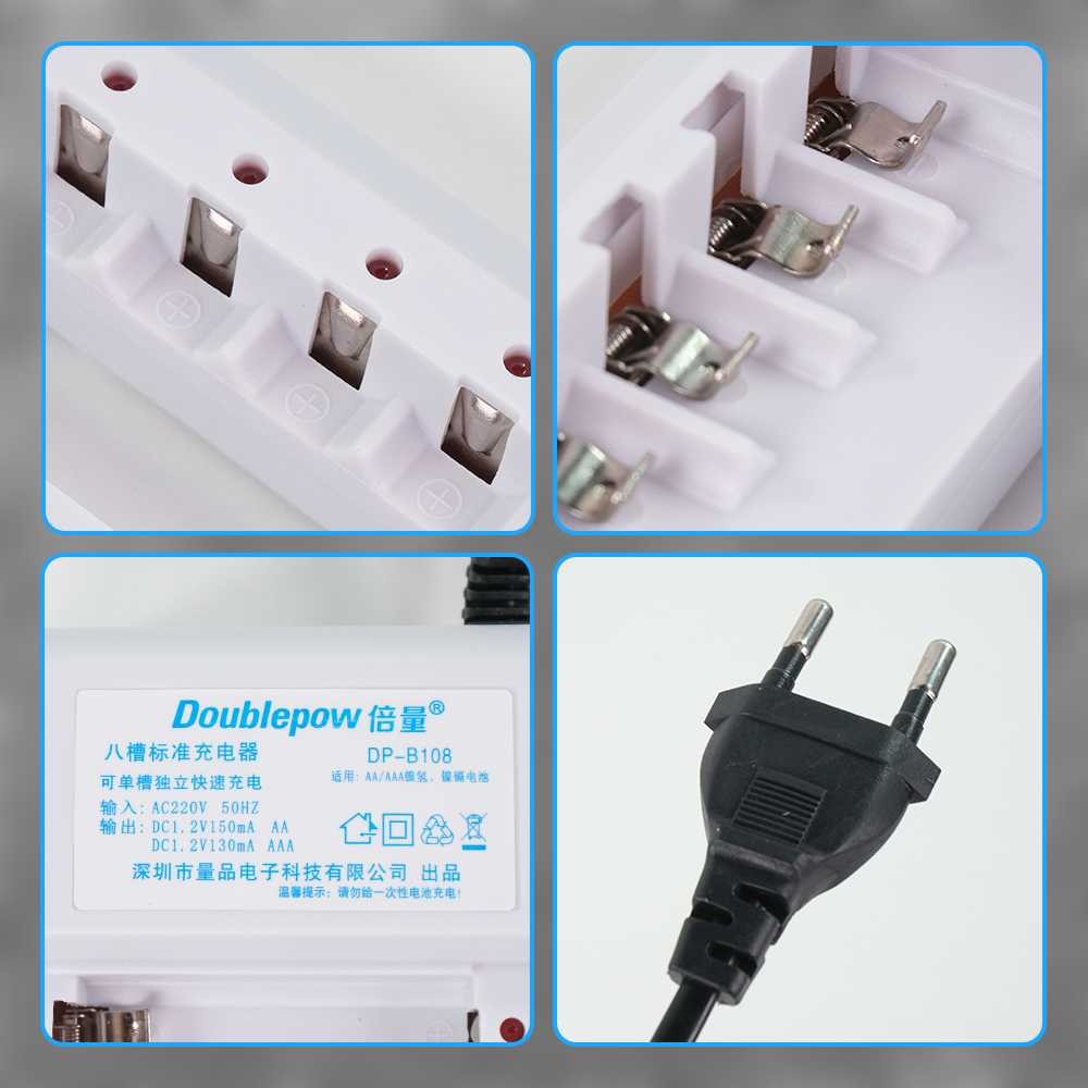 

Doublepow Charger Baterai 8 Slot AA AAA Ni-MH Ni-CD with LED - DP-B108