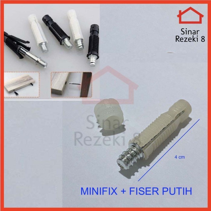 Laci - Minifix + Viser Putih / Baut Knock Down Skrup Casing Ambalan Melayang