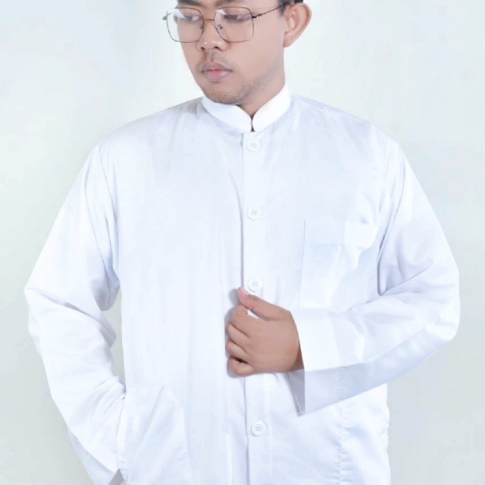 Baju Koko Putih Polos jumbo/KOKO DEWASA LENGAN PANJANG/Koko Gamsyi
