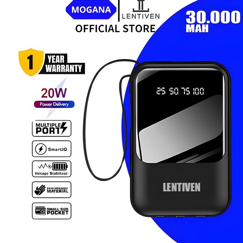 Powerbank Fast Charging Mogana 30000 Mah Fast Charging Ukuran Kecil Mini Size 4 Usb Led Display Powe