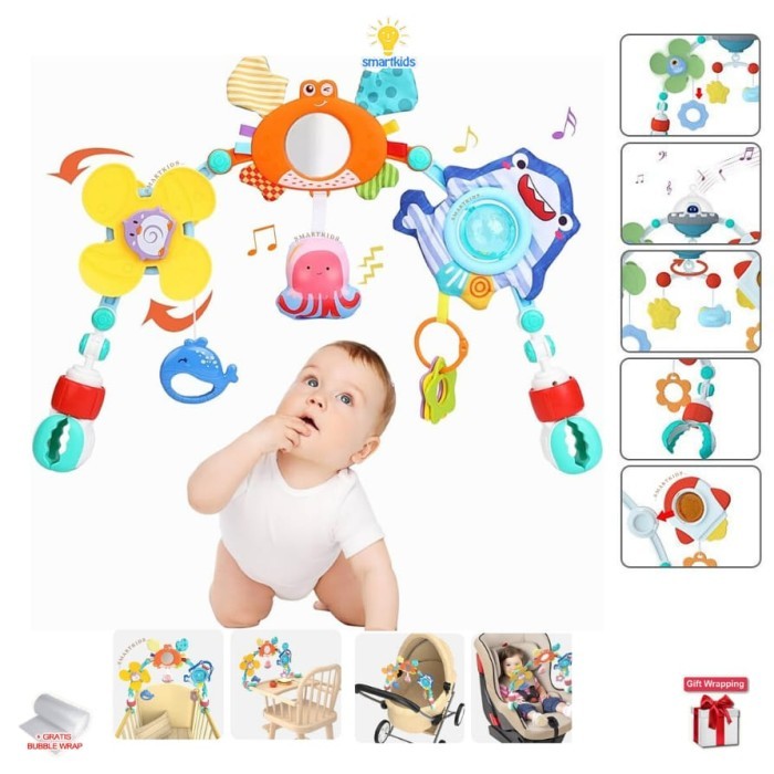 

Baru - Mainan Gantungan Stroller Bayi Car Seat Box Kasur Tidur Ranjang Kursi Makan Baby Rattle