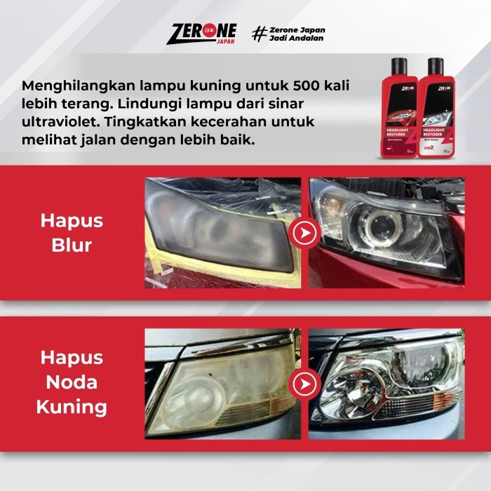 Zerone Headlight Restorer ( Pengkilap Lampu Mobil ) Terbaru