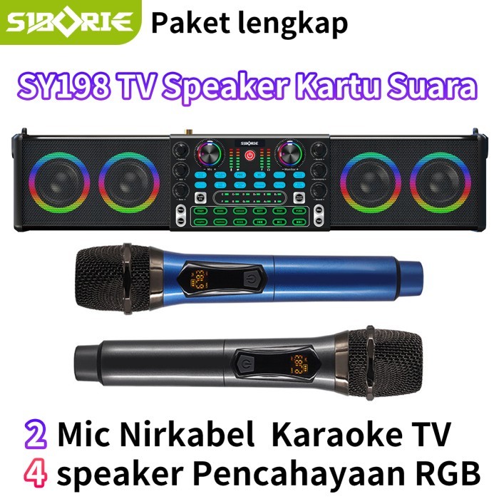 SiborieCODSY198+2MIC Karaoke Lengkap Bluetooth soundcard speaker