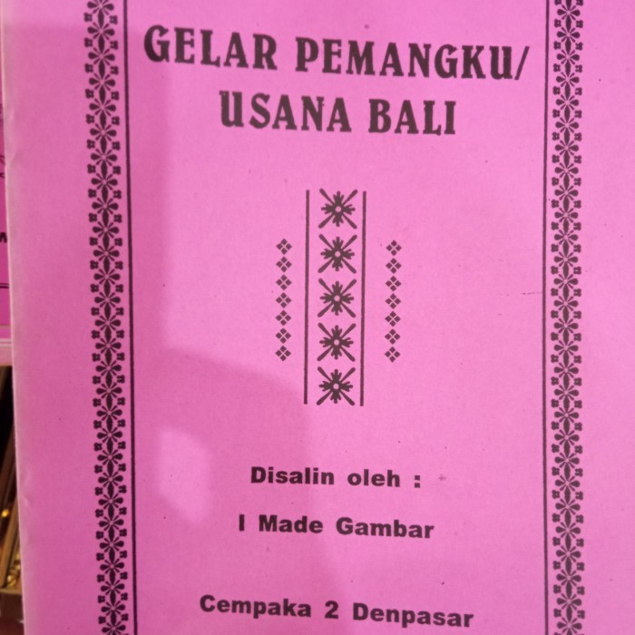 best seller] buku gelar pemangku/usana Bali