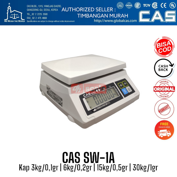 

newgan!! Timbangan digital meja, industri CAS SW1A kap 3Kg - 30Kg