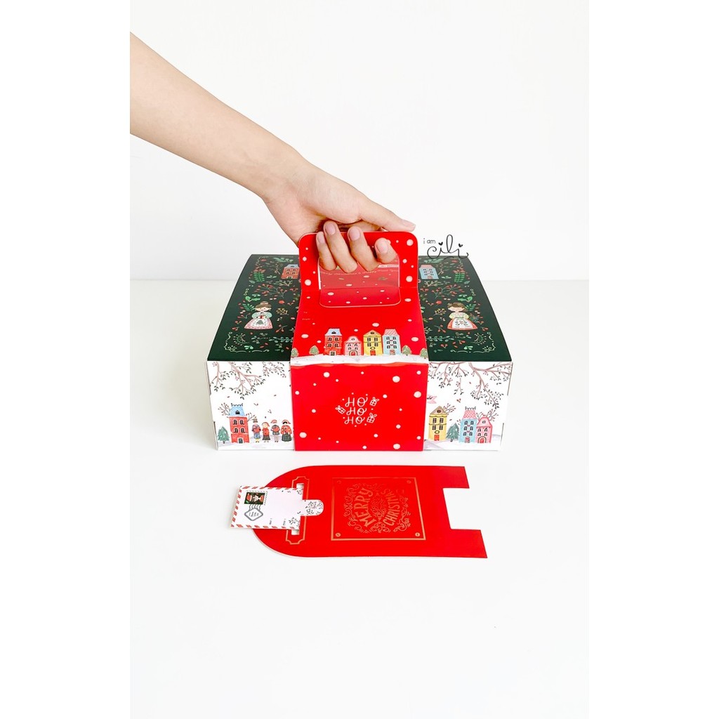 

(Box 22 X 22 X 8 Cm Natal) Kotak Kue Kering Bolu Lapis Toples Natal Christmas (10 Pcs) Terbaru