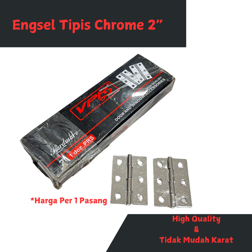 Engsel Tipis Stainless Chrome 2" inci / Engsel jendela Lemari kecil