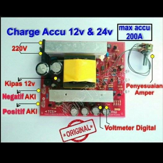 TERBARU- kit charger accu Cas aki 12v - 24v adjust up to 200A -KUALITAS TERBAIK